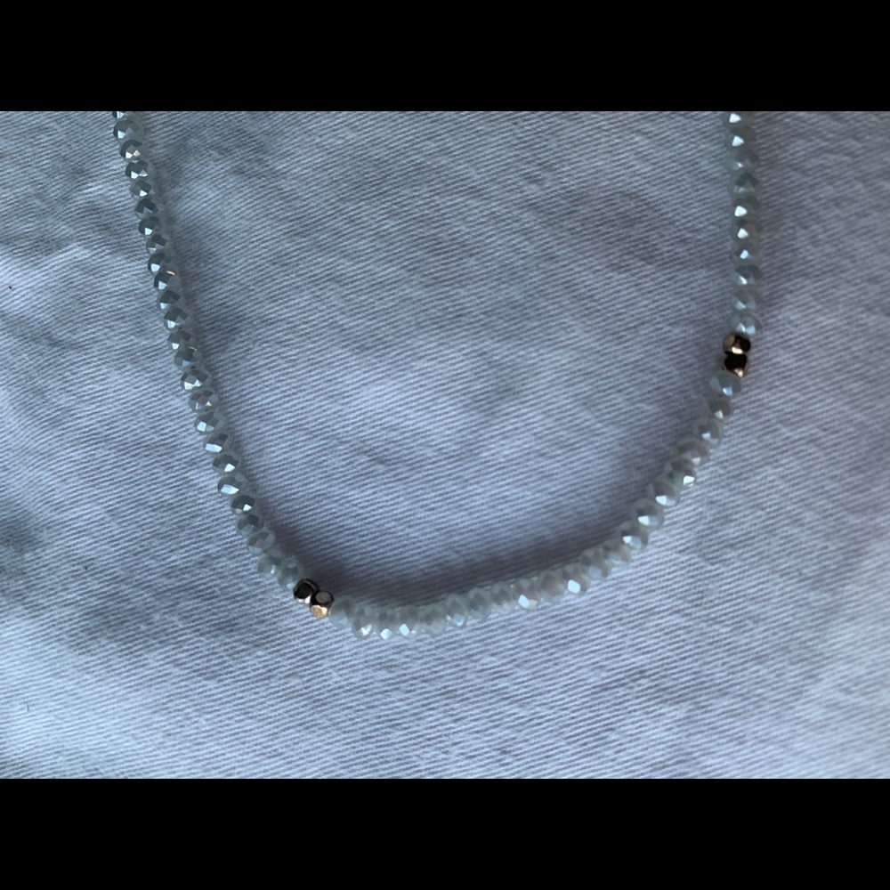 Opal gem necklace with gold accents